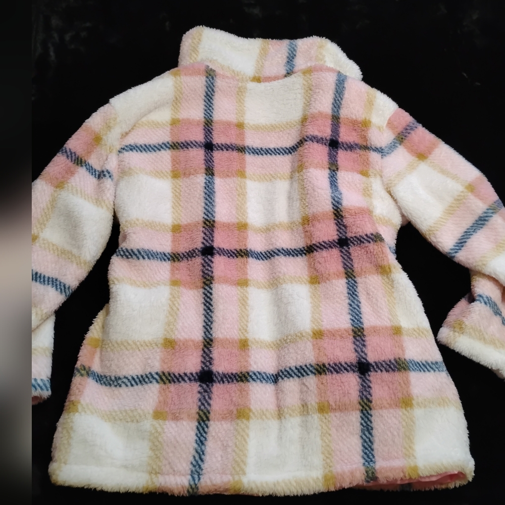 💕NEW! Fleece Plush Pink Plaid Shacket Shirt Jacket Button Down Lined Thick Warm - Picture 3 of 10